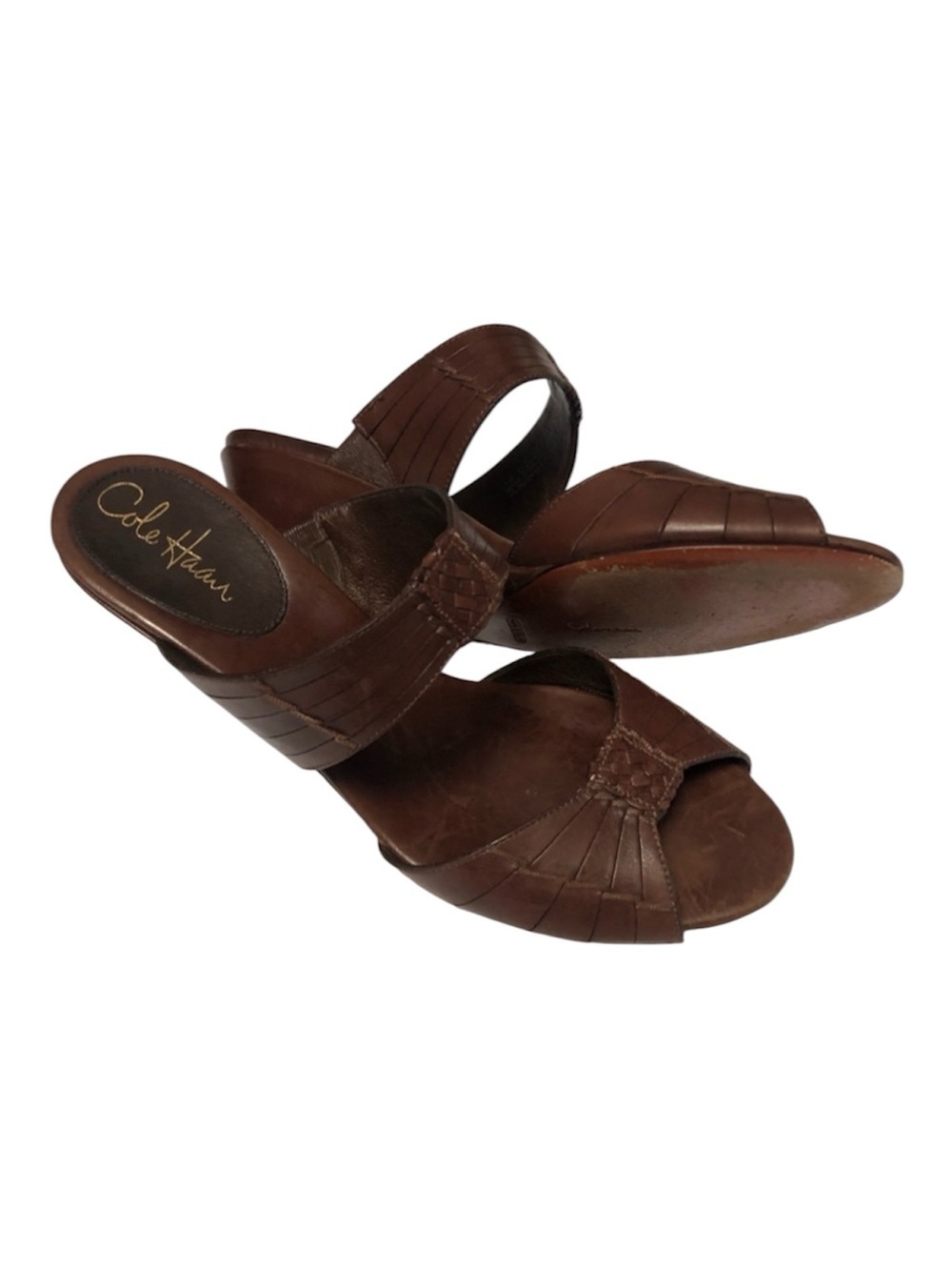 Cole Haan Nike Air Huarache Oxblood Brown Leather Wedge Sandals 10B - Picture 2 of 8